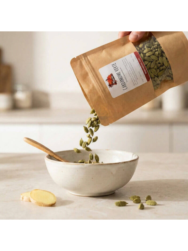 cardamome versée dans un bol