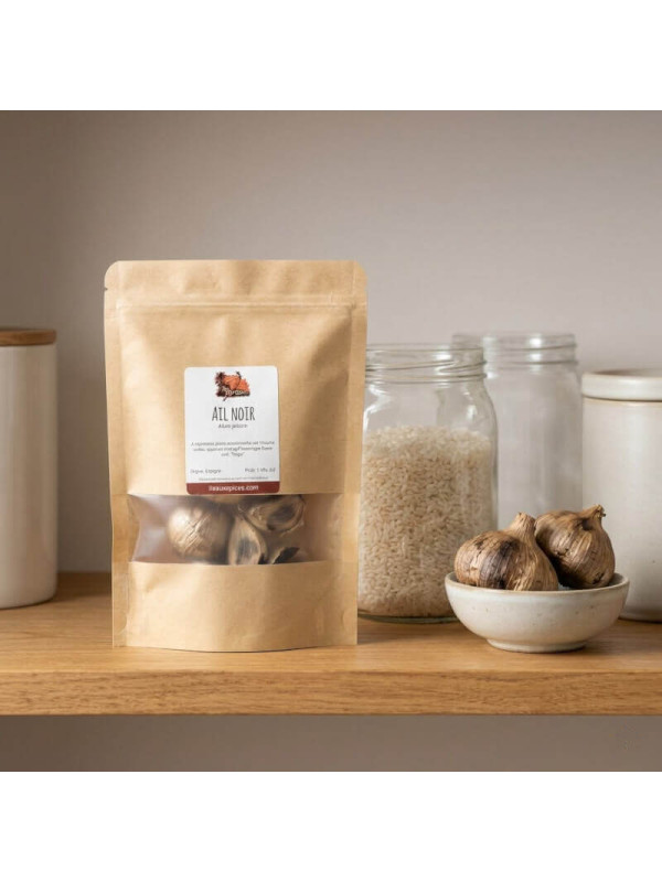 gousses d'ail noir dans le placard