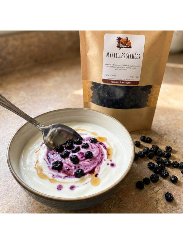 bol de myrtilles séchées