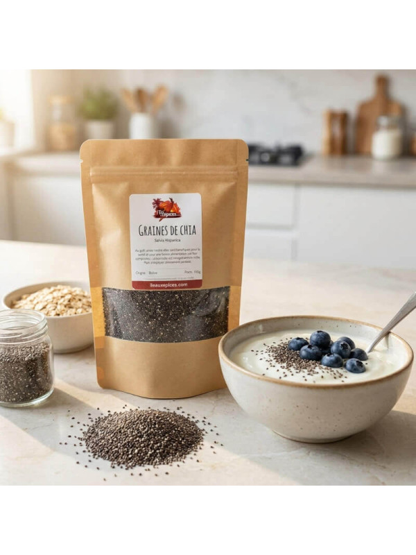 petit déjeuner avec des graines de chia bio