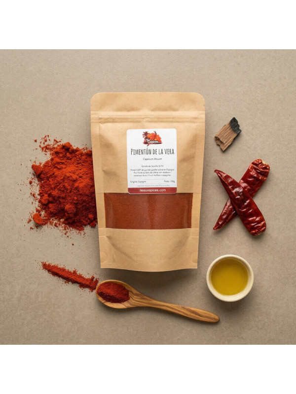 sachet de pimenton de la vera sur table