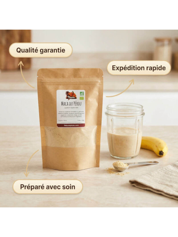 Maca du Pérou BIO en poudre - Achat, usage et vertus - Ile aux épices