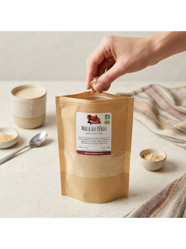 Maca du Pérou BIO en poudre - Achat, usage et vertus - Ile aux épices