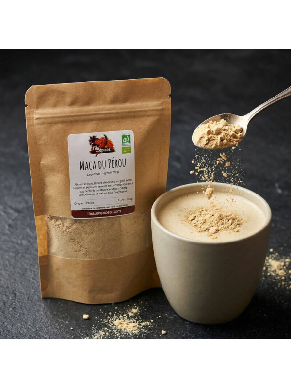 Maca du Pérou BIO en poudre - Achat, usage et vertus - Ile aux épices