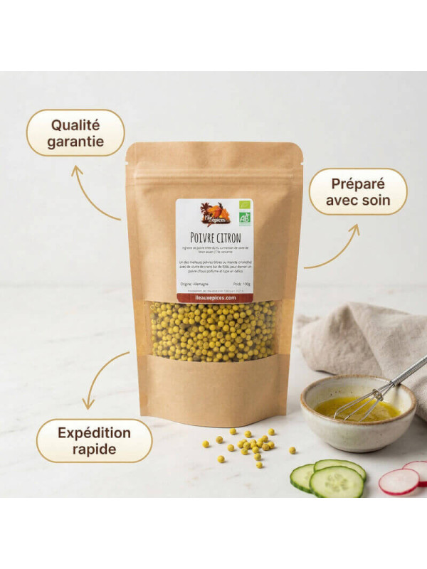 garanties de nos poivre au citron bio
