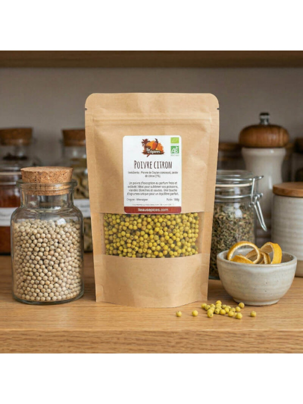 sachet de poivre citron sur étagère